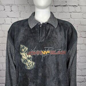 Wu Tang Johnny Blaze Vintage Black Suede and Knit Sweater, Men's XL